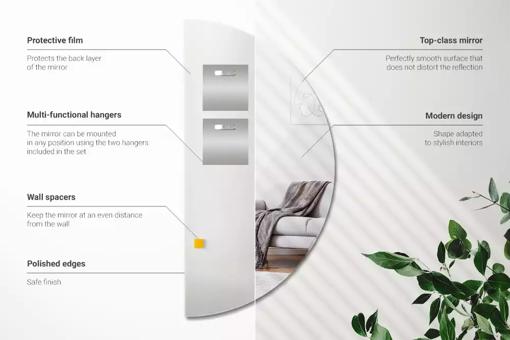 Espelho meia lua pendurado sem moldura