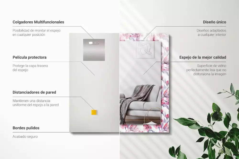 Espelho decorativo Padrão de flores em aquarela