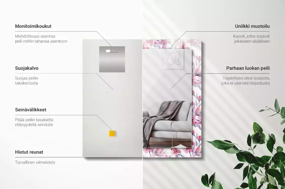 Espelho decorativo Padrão de flores em aquarela