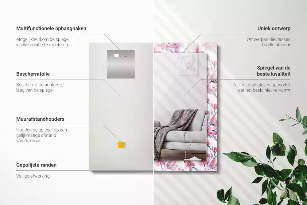 Espelho decorativo Padrão de flores em aquarela