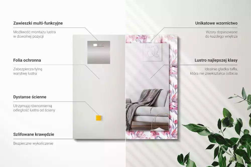 Espelho decorativo Padrão de flores em aquarela