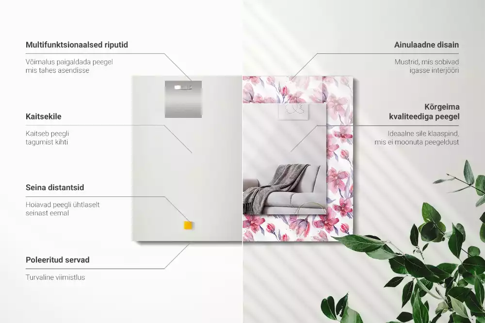 Espelho decorativo Padrão de flores em aquarela