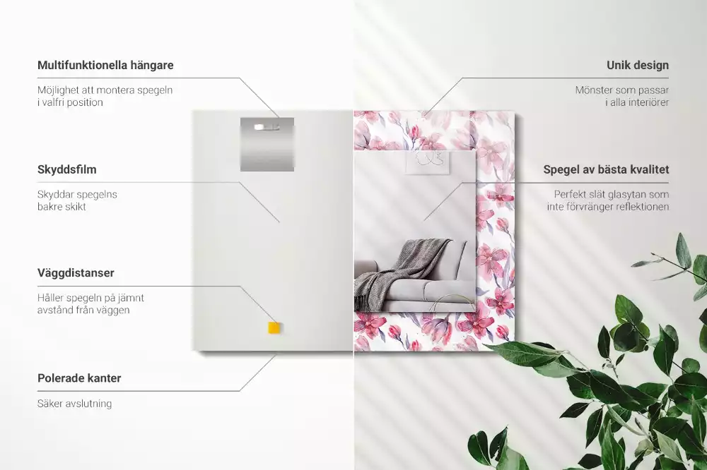 Espelho decorativo Padrão de flores em aquarela