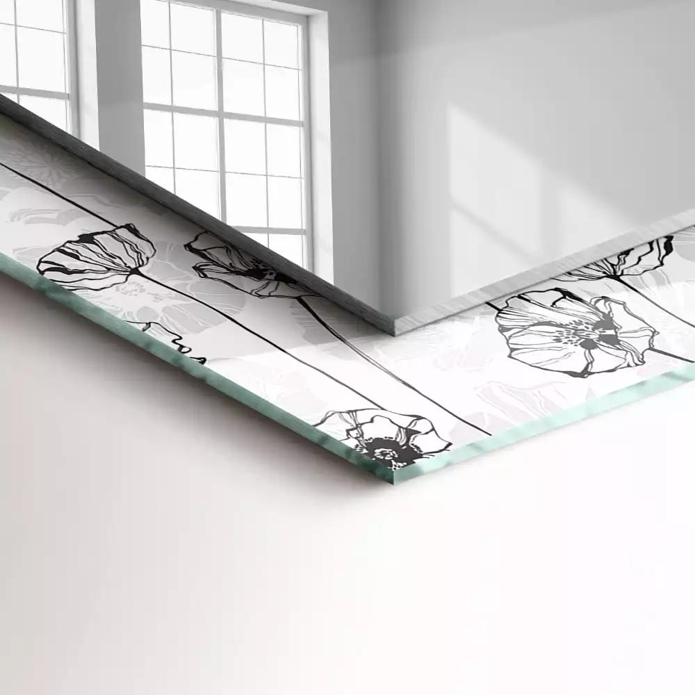 Espelho com moldura decorada Padrão monocromático de flores