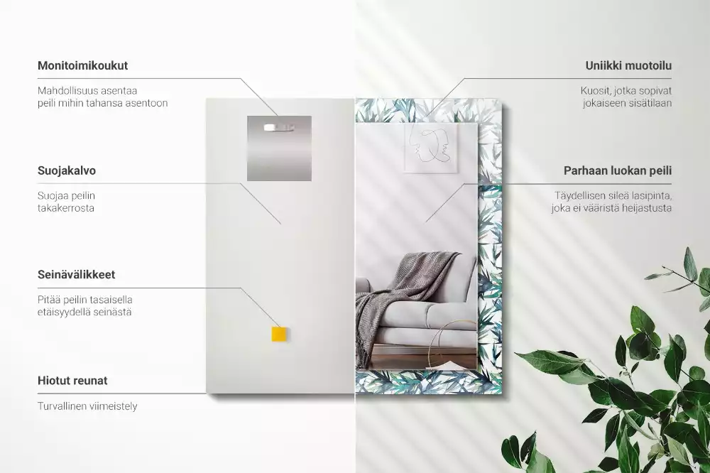 Espelho decorativo Folhas de bambu em aquarela