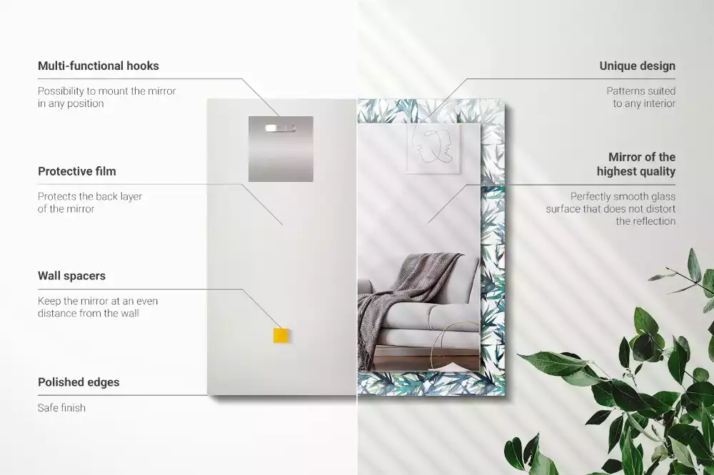 Espelho decorativo Folhas de bambu em aquarela