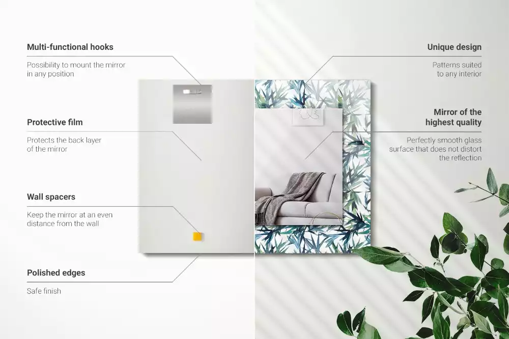 Espelho decorativo Folhas de bambu em aquarela