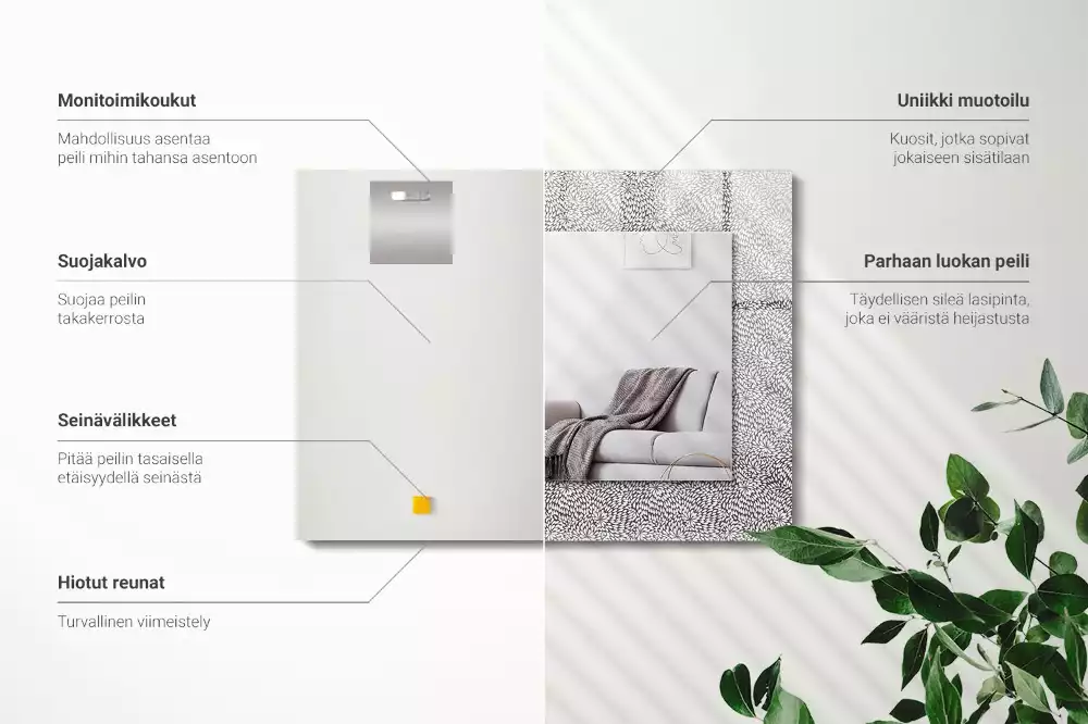 Espelho com moldura decorada padrão 3D