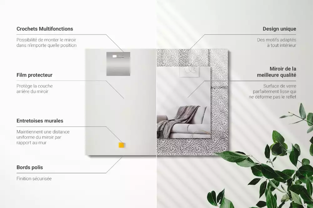 Espelho com moldura decorada padrão 3D