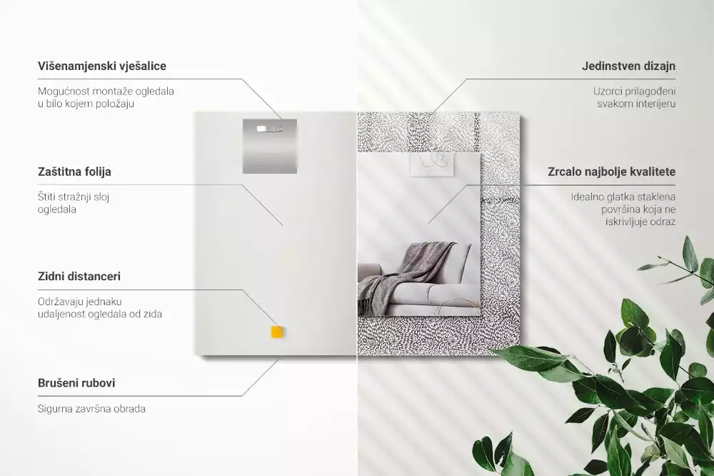 Espelho com moldura decorada padrão 3D