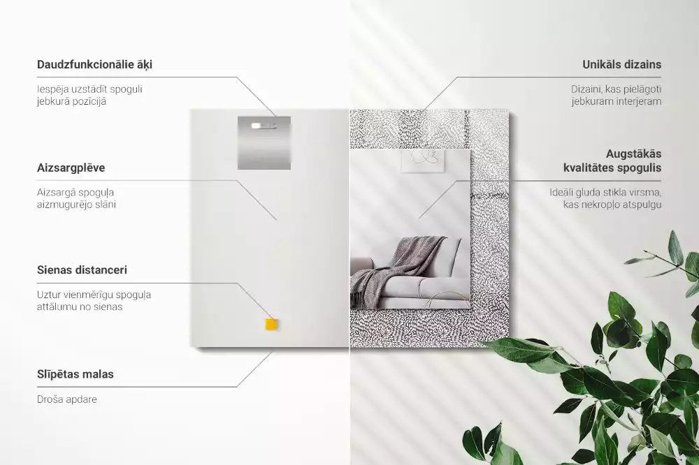 Espelho com moldura decorada padrão 3D