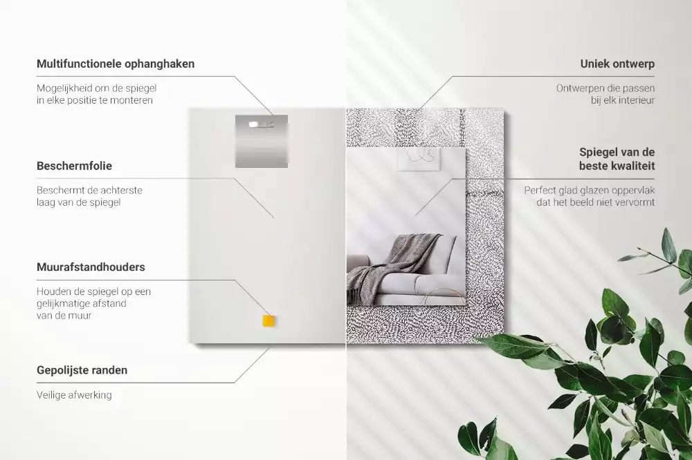 Espelho com moldura decorada padrão 3D