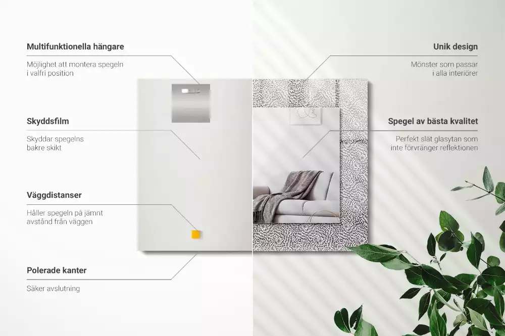 Espelho com moldura decorada padrão 3D