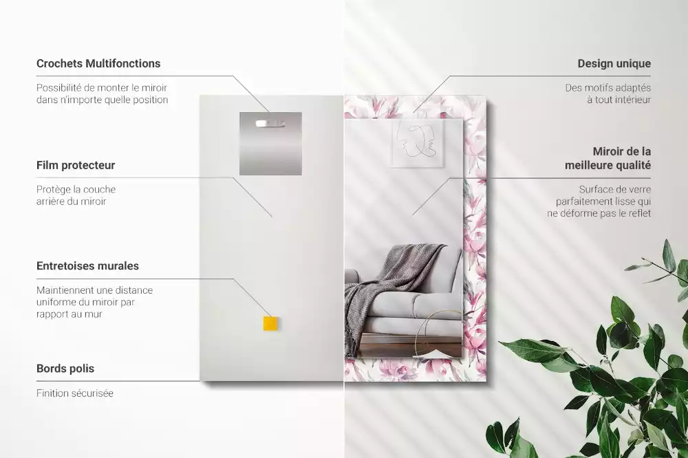 Espelho decorativo Padrões florais roxos