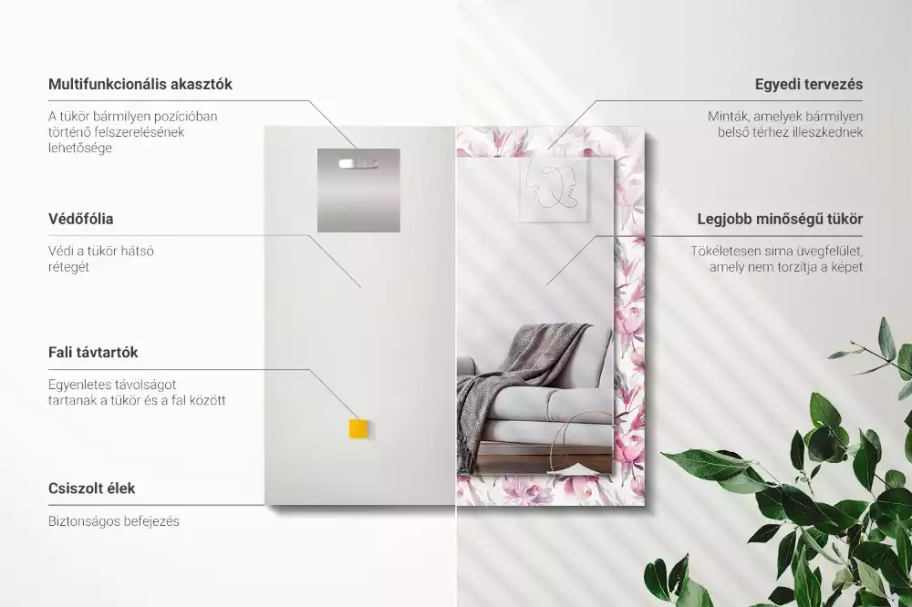 Espelho decorativo Padrões florais roxos