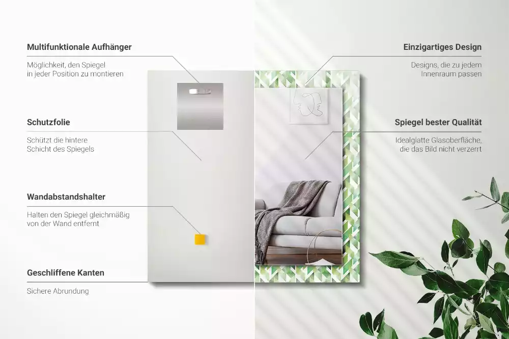 Espelho decorado Padrão geométrico verde