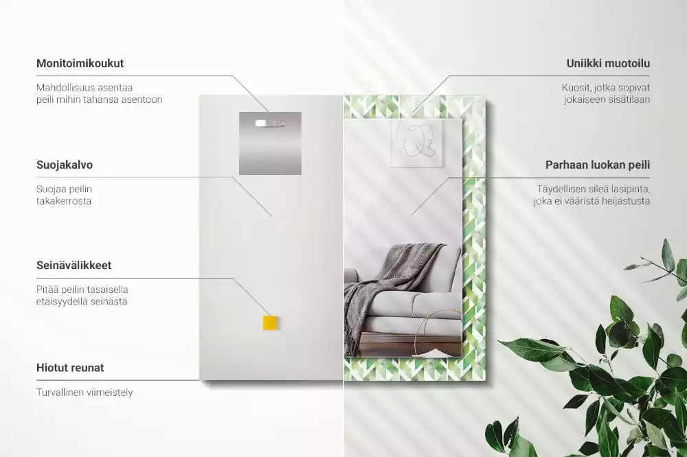 Espelho decorado Padrão geométrico verde