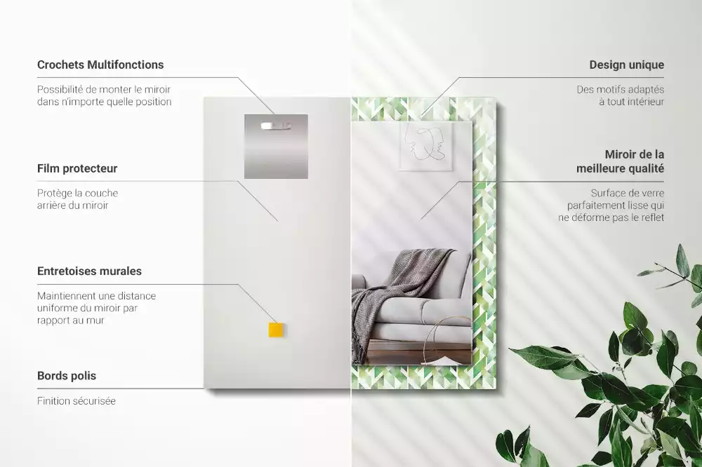 Espelho decorado Padrão geométrico verde