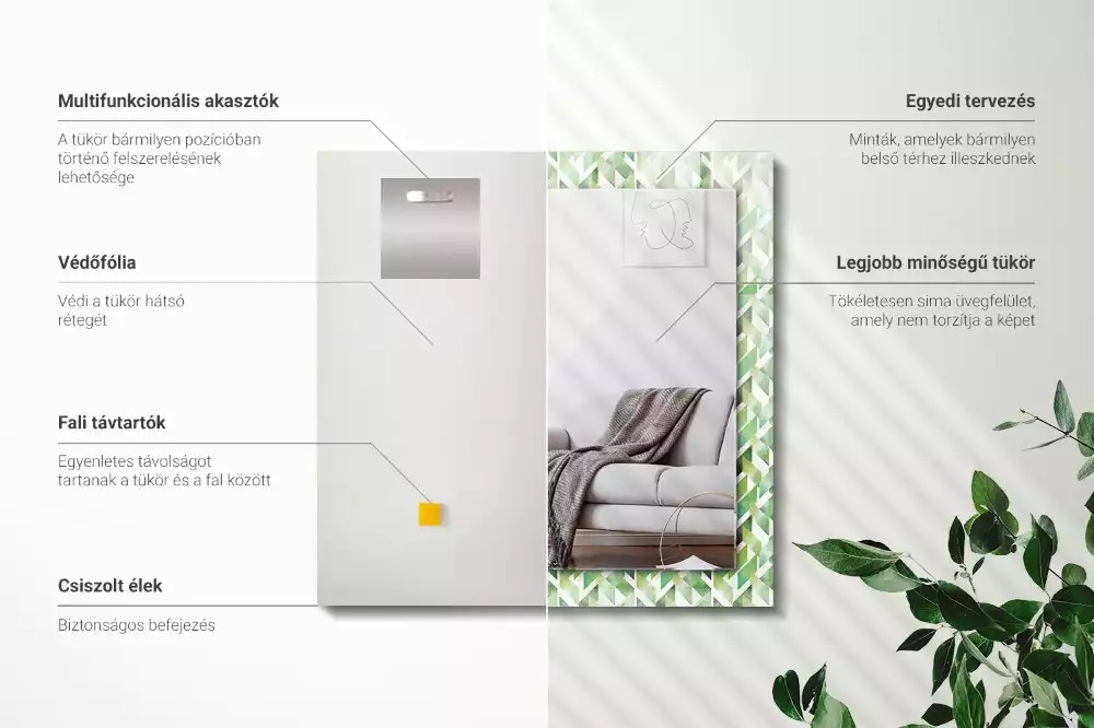 Espelho decorado Padrão geométrico verde