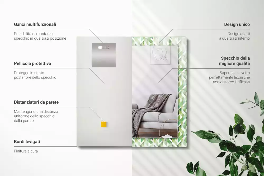 Espelho decorado Padrão geométrico verde