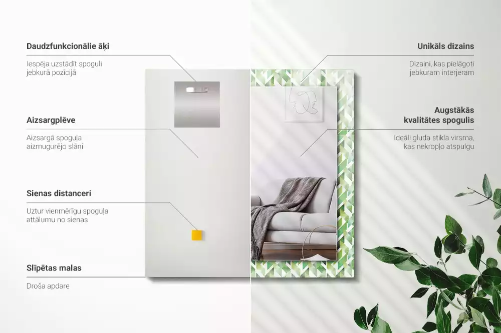 Espelho decorado Padrão geométrico verde