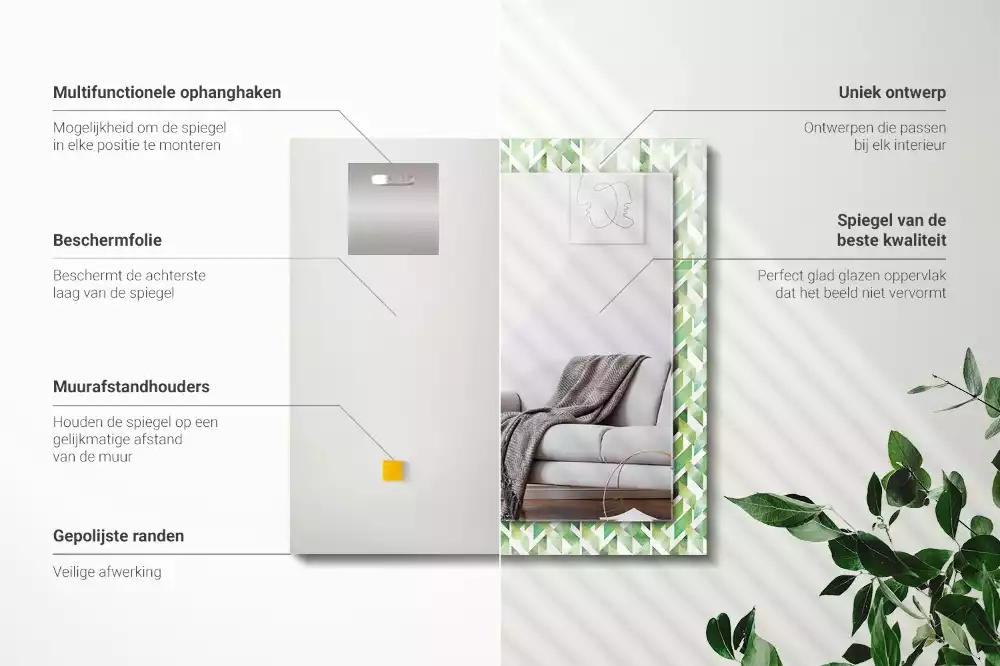 Espelho decorado Padrão geométrico verde