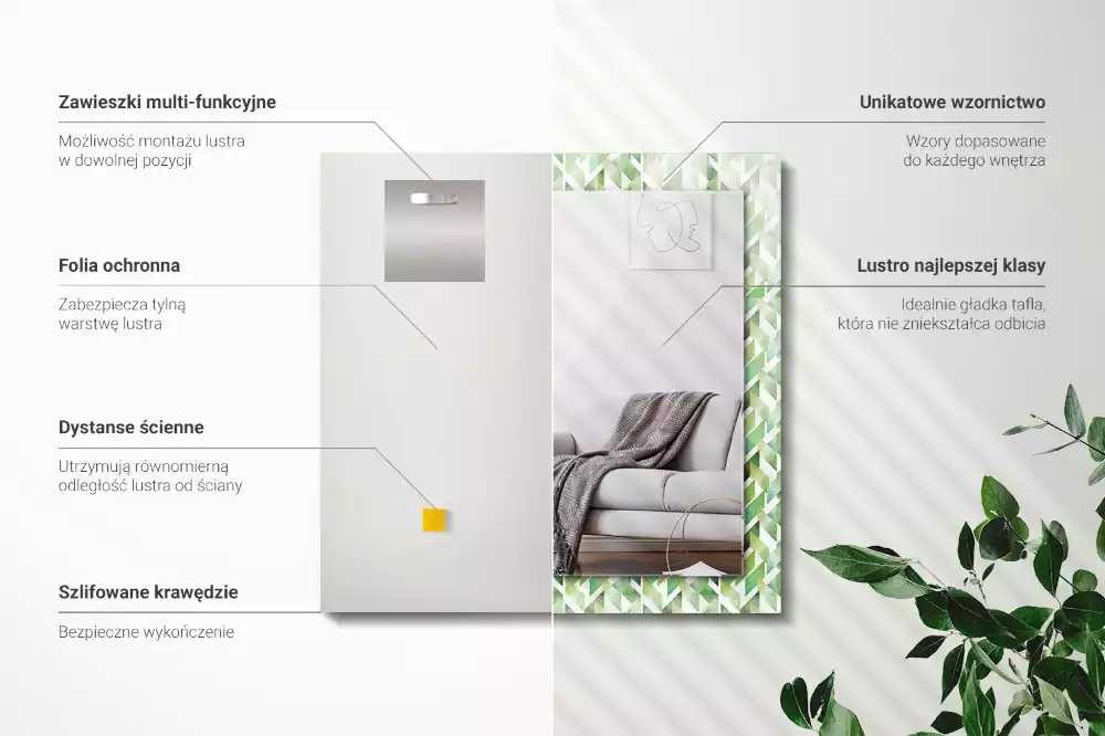 Espelho decorado Padrão geométrico verde