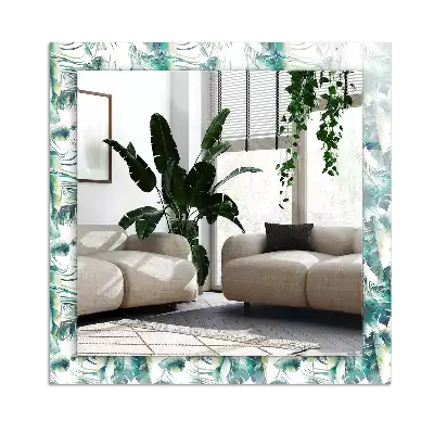 Espelho com moldura decorada Folhas tropicais verdes
