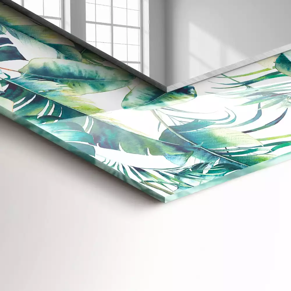 Espelho com moldura decorada Folhas tropicais verdes