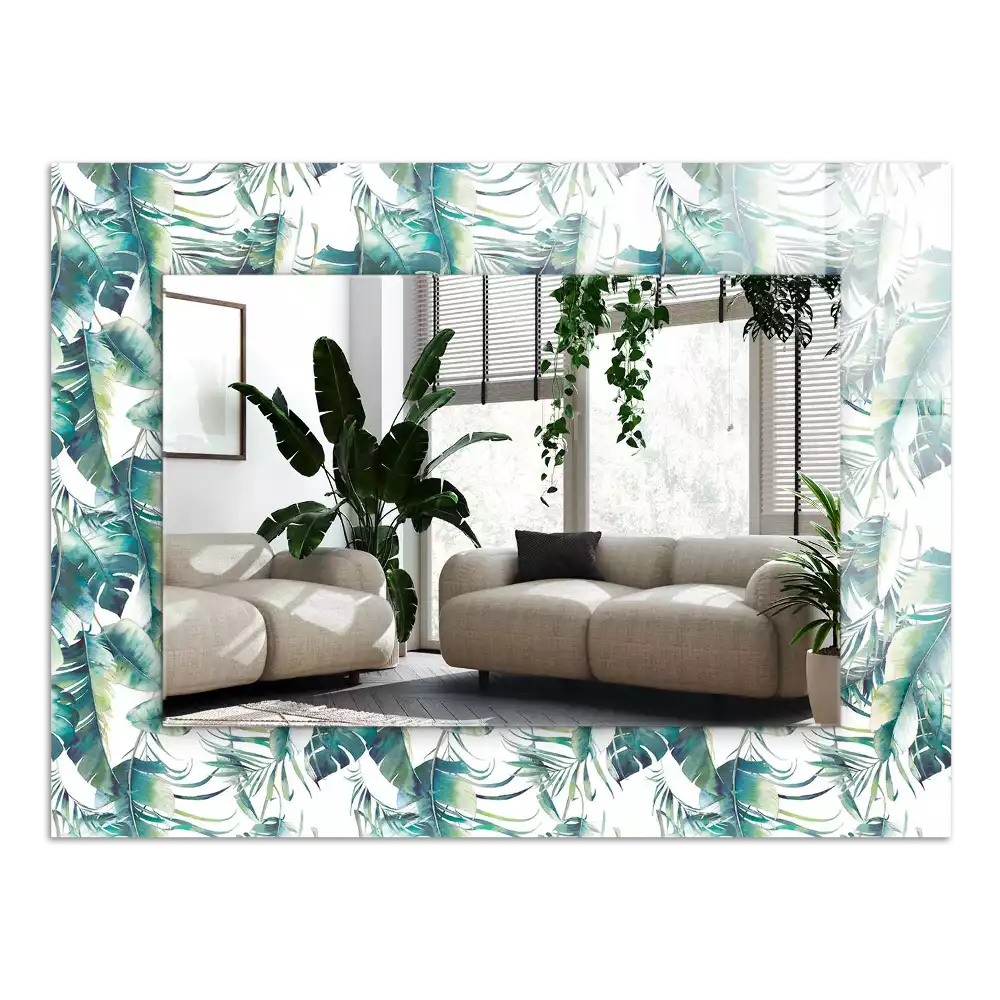 Espelho com moldura decorada Folhas tropicais verdes