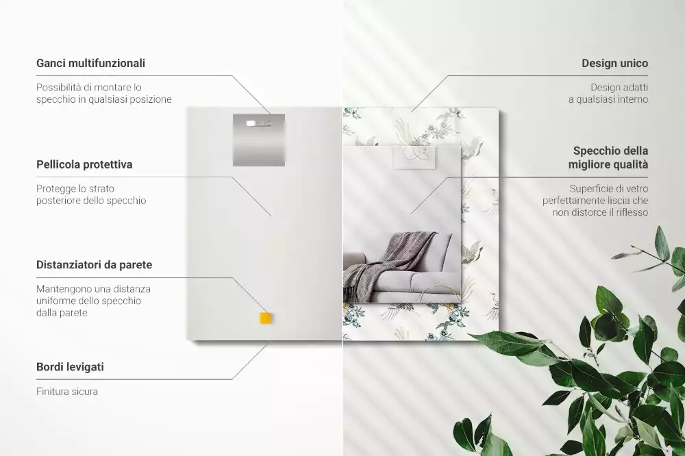 Espelho decorativo Pássaros e flores