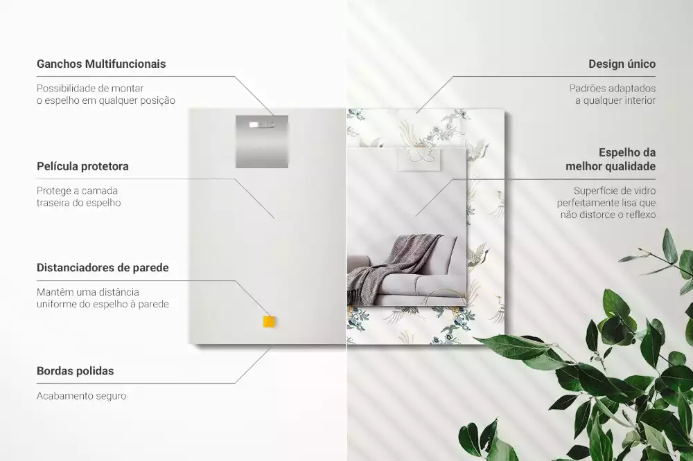 Espelho decorativo Pássaros e flores