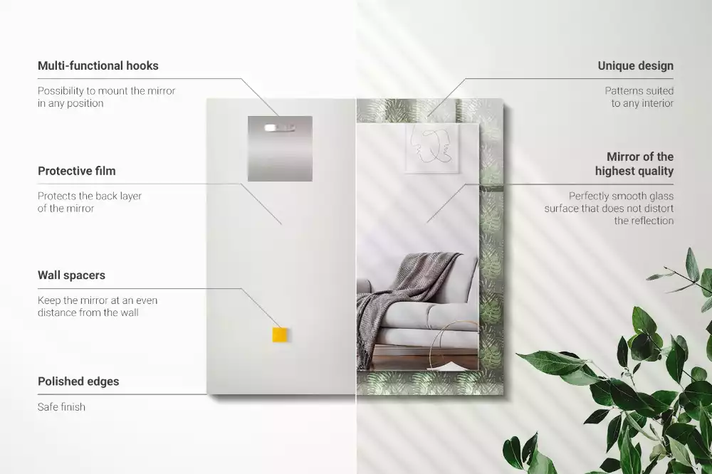 Espelho com moldura decorada Folhas de plantas tropicais