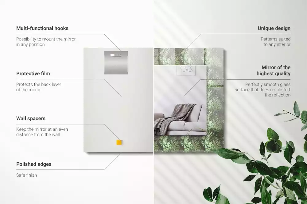 Espelho com moldura decorada Folhas de plantas tropicais