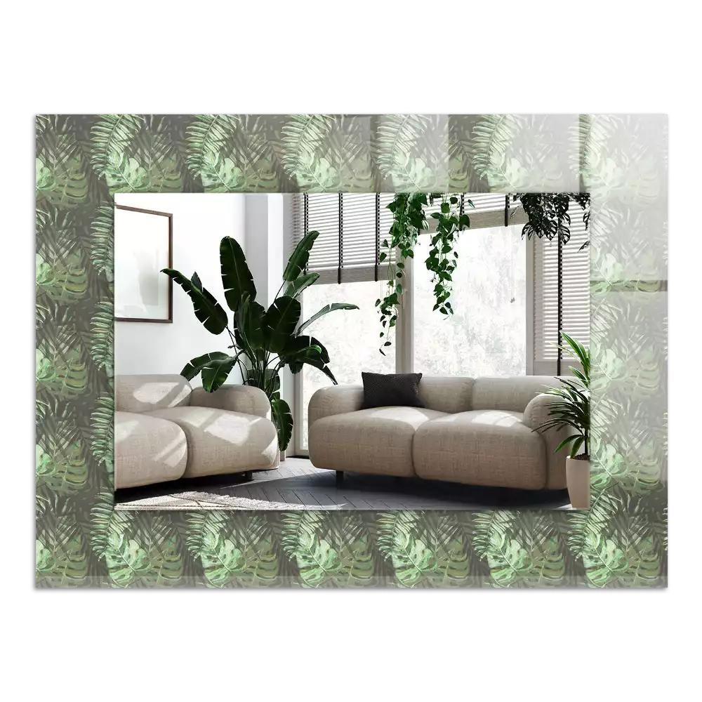 Espelho com moldura decorada Folhas de plantas tropicais
