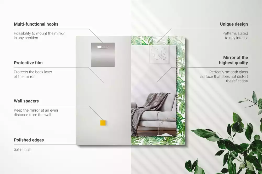 Espelho decorado Folhas tropicais verdes