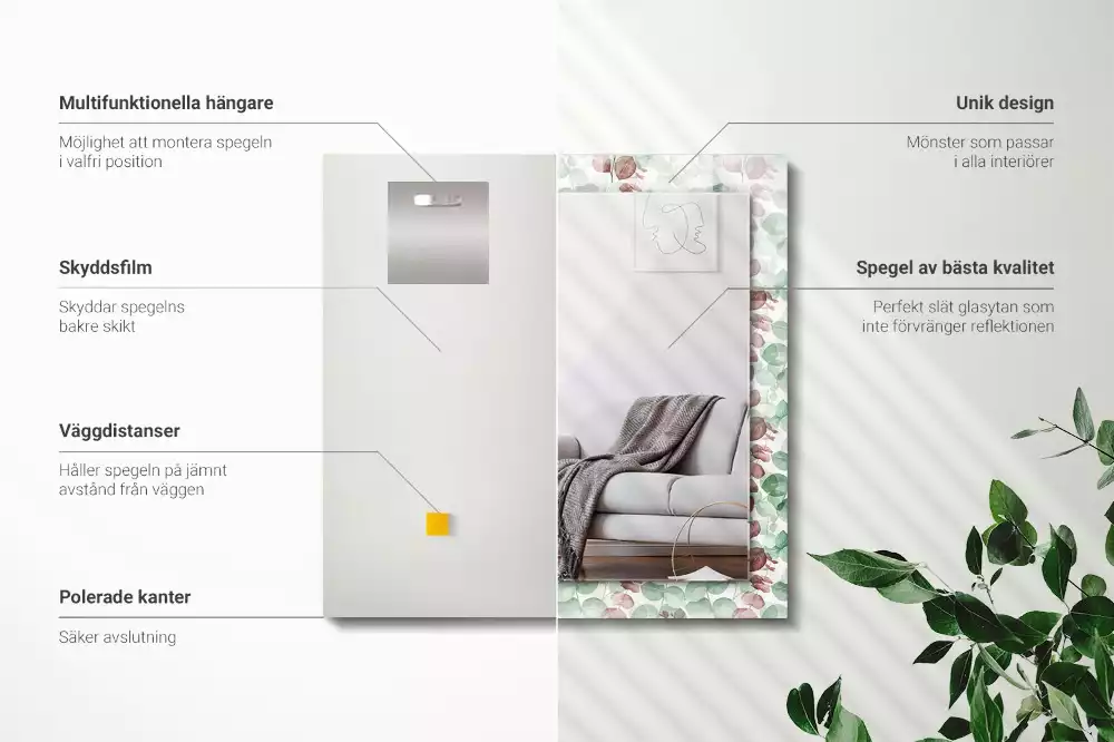 Espelho decorado Folhas em aquarela