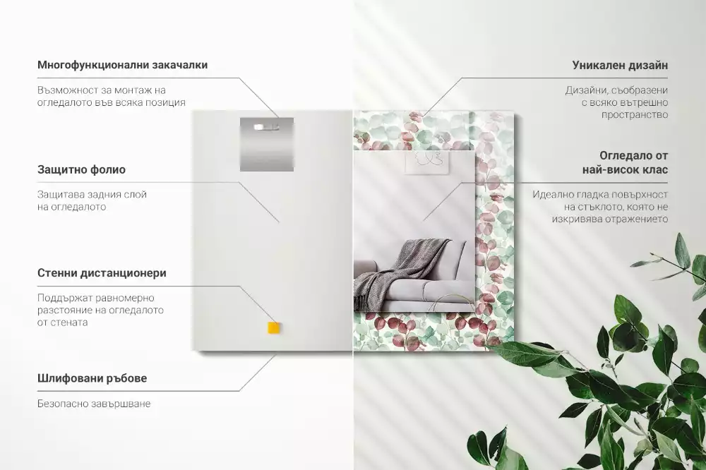 Espelho decorado Folhas em aquarela