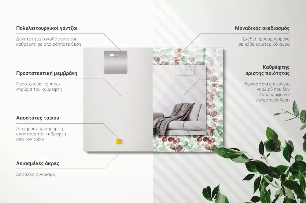 Espelho decorado Folhas em aquarela