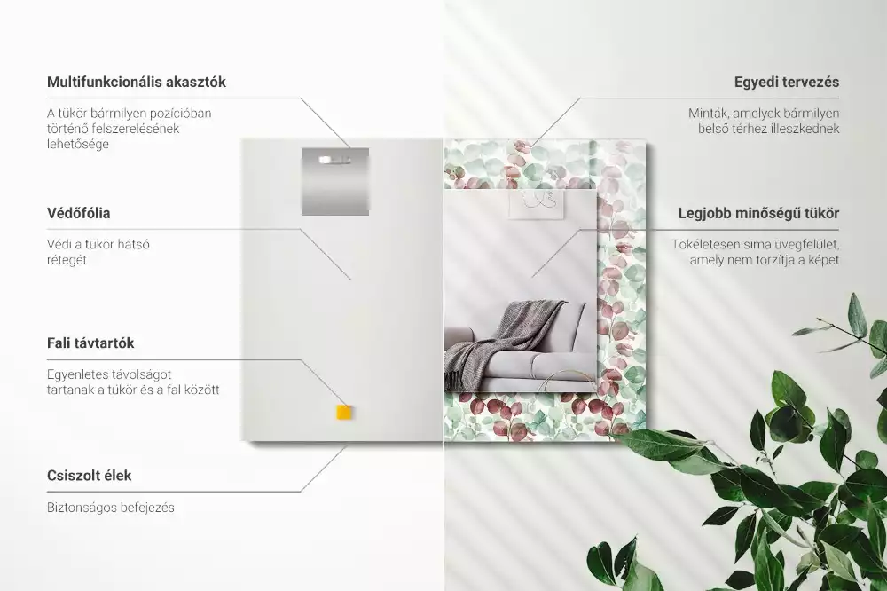 Espelho decorado Folhas em aquarela