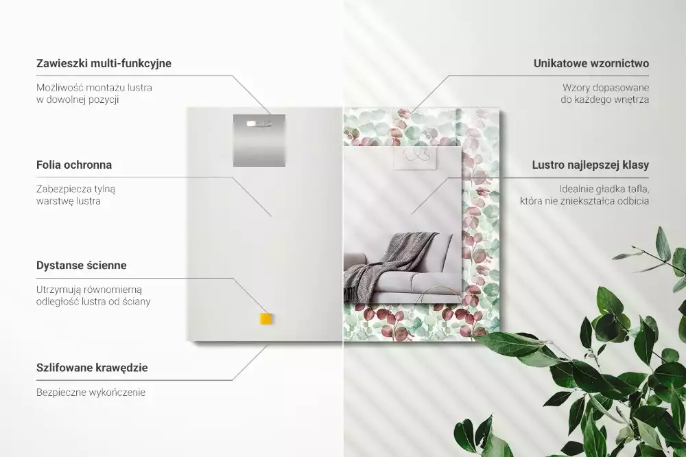 Espelho decorado Folhas em aquarela