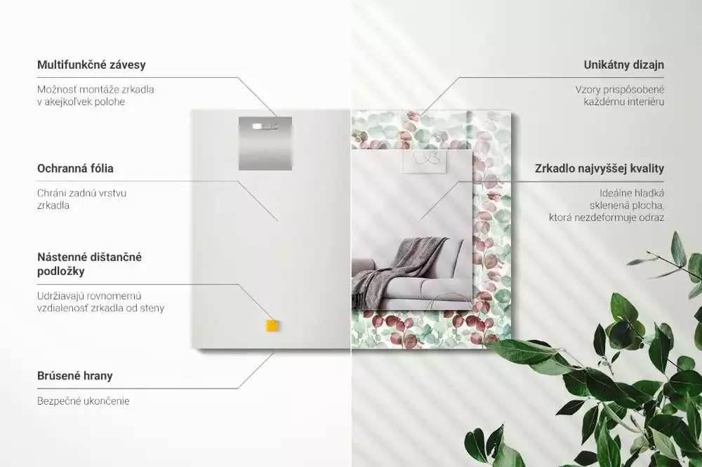 Espelho decorado Folhas em aquarela