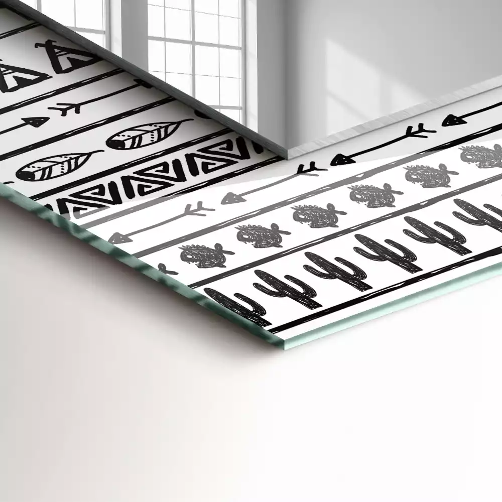 Espelho com moldura decorada Cactos Tipi Arrow