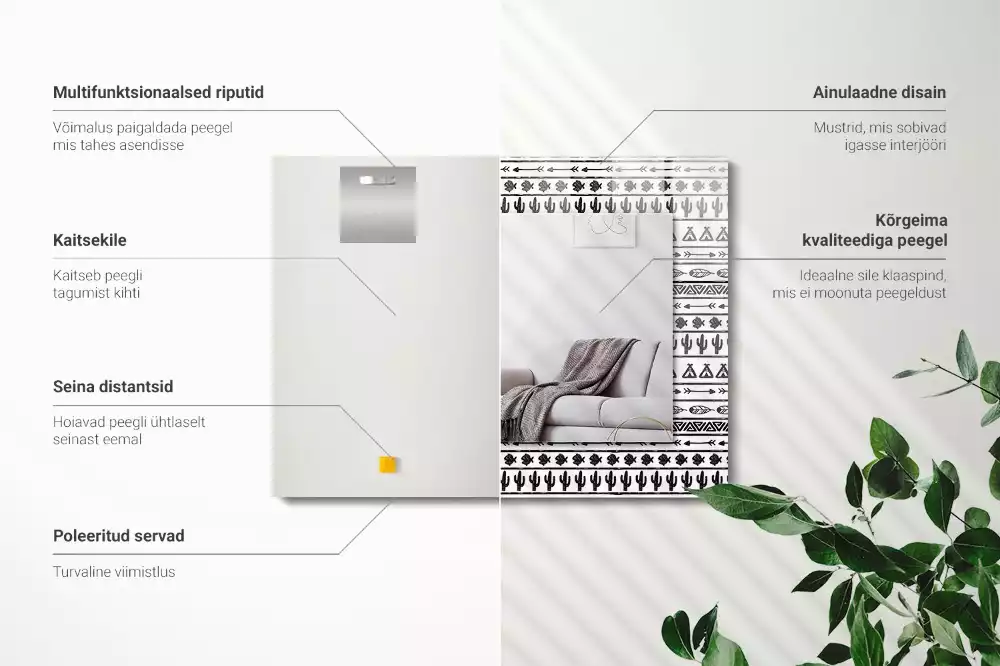 Espelho com moldura decorada Cactos Tipi Arrow