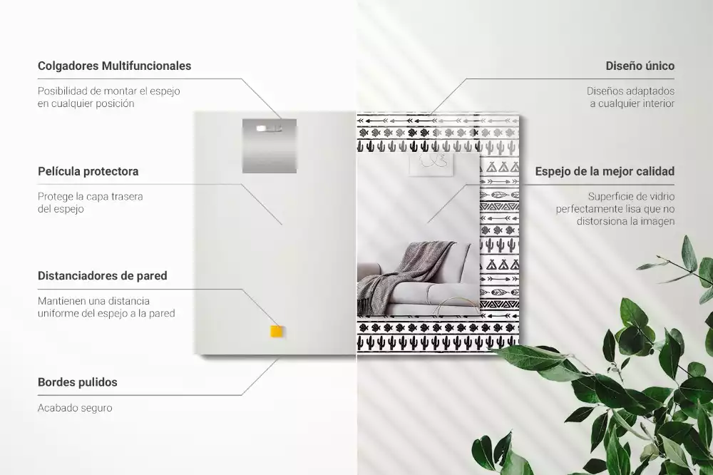 Espelho com moldura decorada Cactos Tipi Arrow