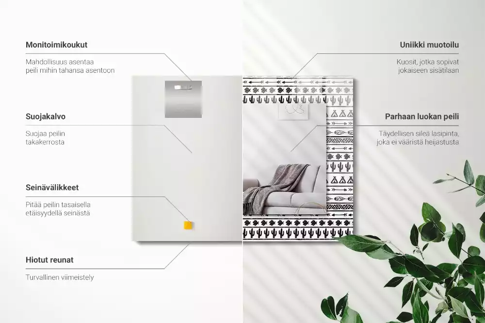 Espelho com moldura decorada Cactos Tipi Arrow