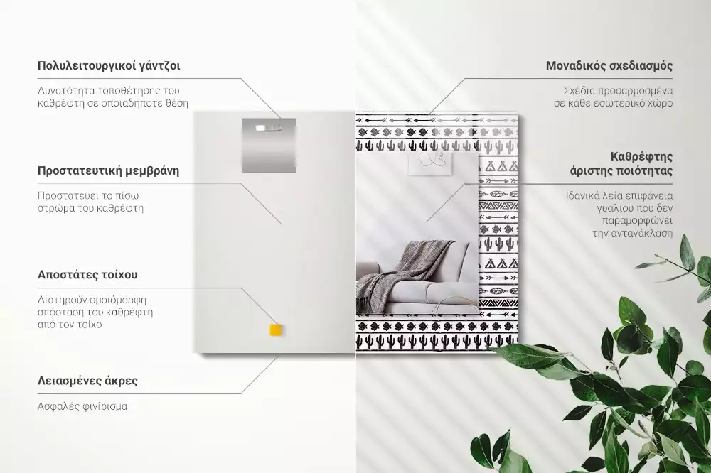 Espelho com moldura decorada Cactos Tipi Arrow