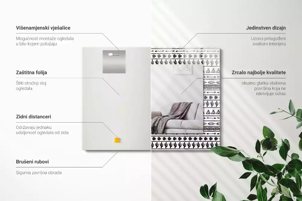 Espelho com moldura decorada Cactos Tipi Arrow