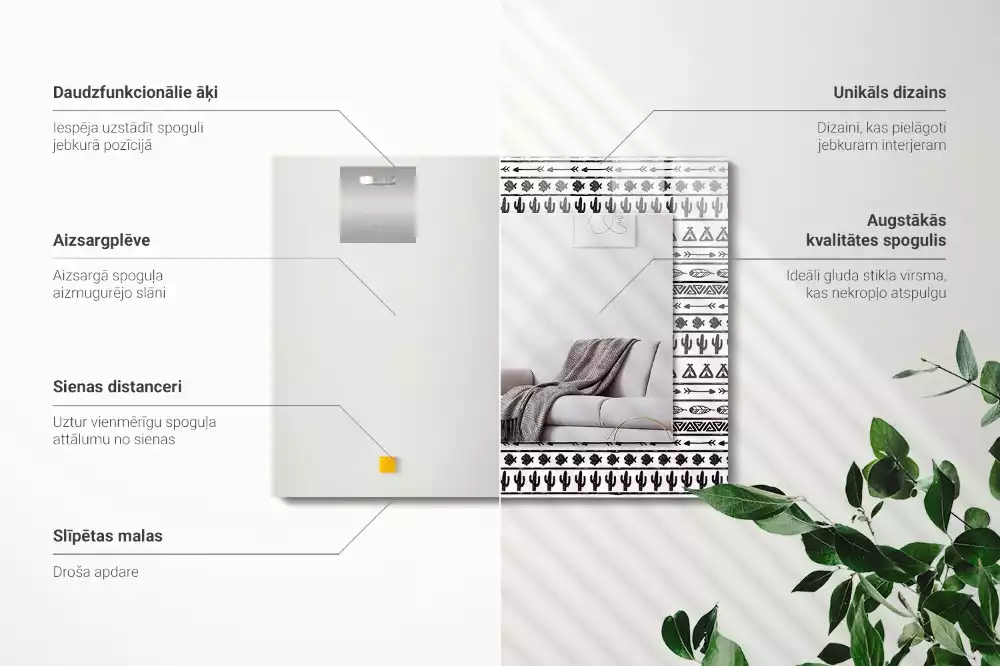 Espelho com moldura decorada Cactos Tipi Arrow