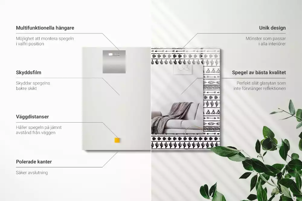 Espelho com moldura decorada Cactos Tipi Arrow